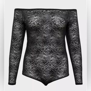 Torrid Lace Bodysuit Women’s Black Sexy Off-Shoulder Lingerie Dark Romantic Goth